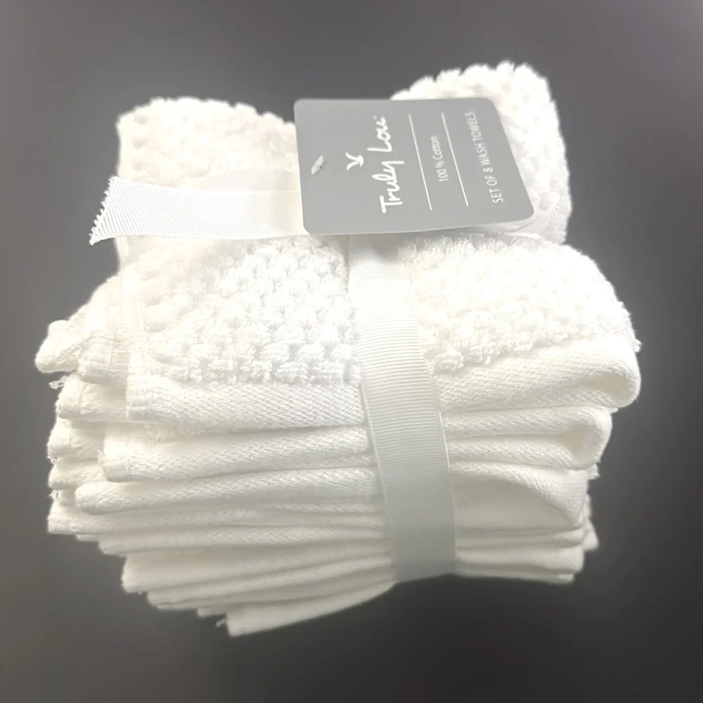 8pc TRULY LOU 100% Cotton Wash Towel Set- White